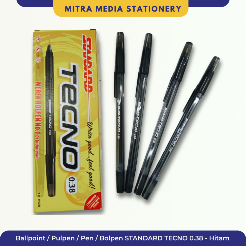 

Ballpoint / Pulpen / Pen / Bolpen STANDARD TECNO 0.38 - Hitam