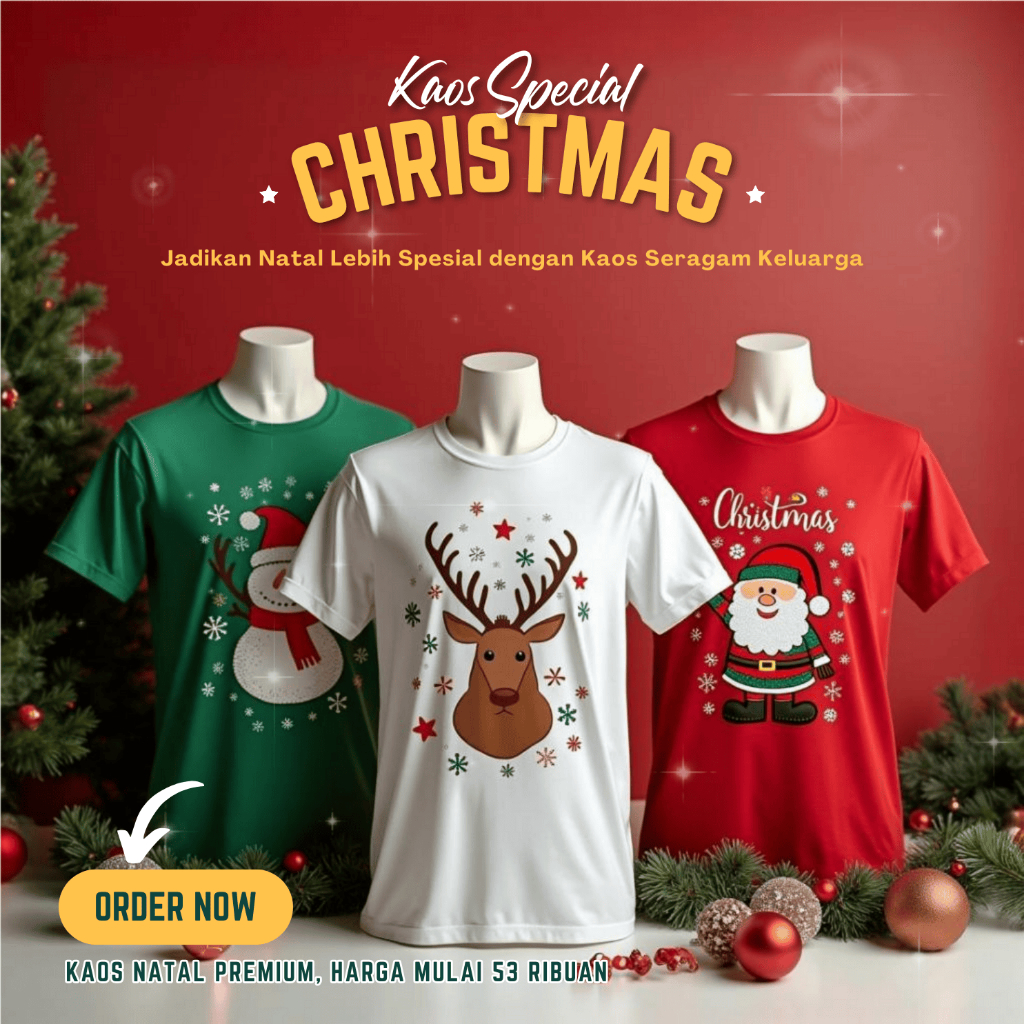 ENZO Baju Kaos Keluarga Natal Christmas Custom - Baju Atasan Anak dan Dewasa Couple Kapel Kembaran M