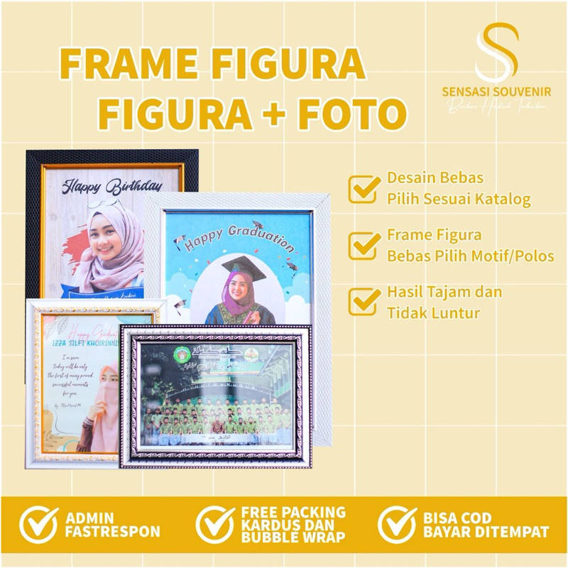 FRAME FIGURA KACA FOTO FIGURA CUSTOM A4 F4 A3 FULL FOTO