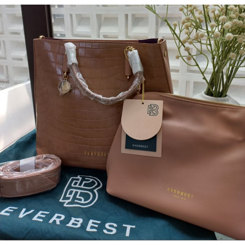 Preloved Tas Everbest Giandra Nude masih full segel (Tidak pernah dipakai)l Tas Wanita l Tote bag l 