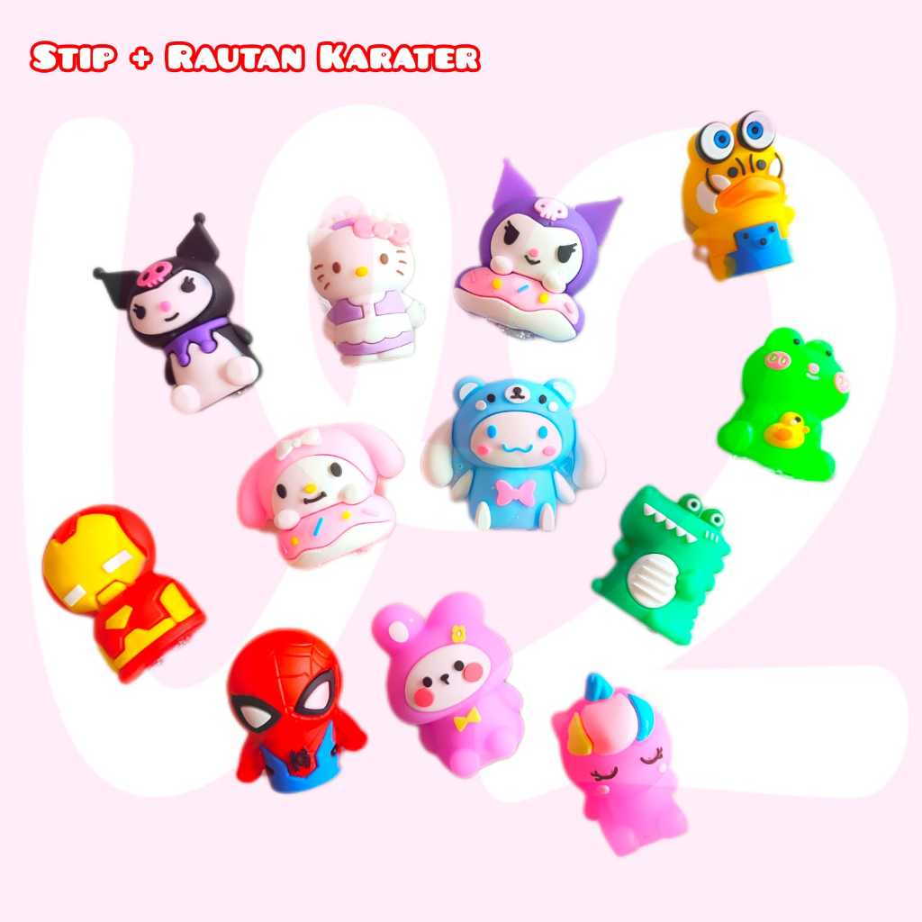 

V2_Penghapus serutan 2in 1 Miniatur Karakter Sanrio melody Spider-Man ironman - Eraser Kekinian Unik Dan Lucu