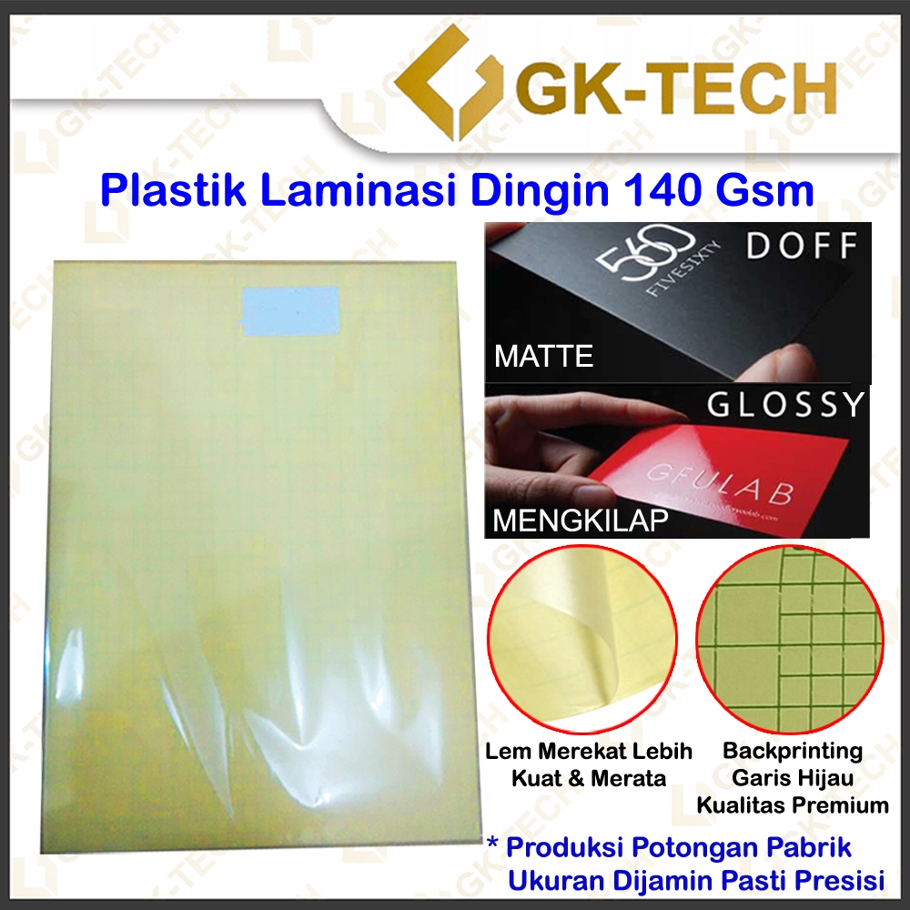 

Plastik Laminasi Dingin 140 gsm A4 isi 20 lembar - Motif Glossy Mengkilap, Doff Matte (Lapisan Sticker Bening Transparant Pelapis Laminating Kertas Foto Glossy Photo Paper) Cold Lamination