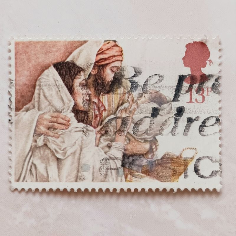 

(AD) Perangko Inggris Britania Raya Christmas 1984 - The Holy Family 13 penny Used