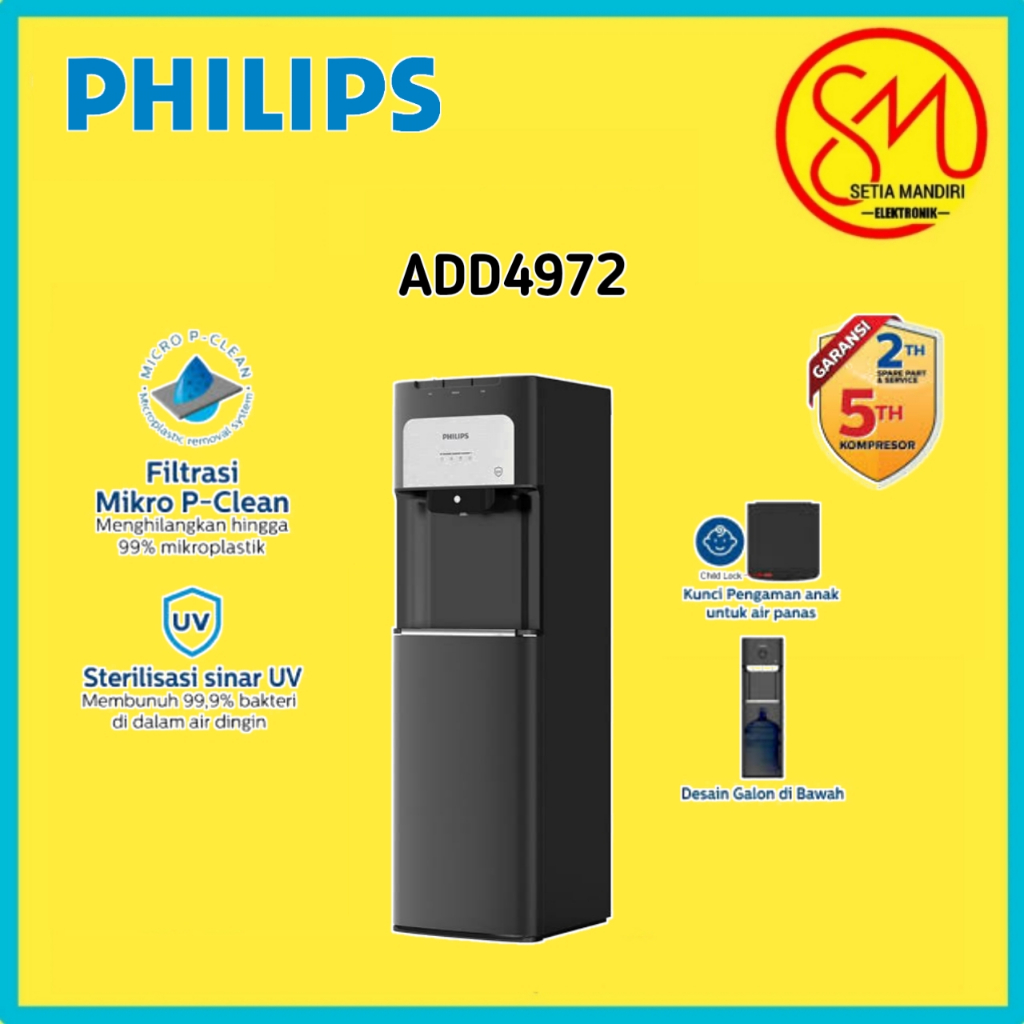 PHILIPS Dispenser Air Galon Bawah - Water Dispenser Bottom Loading Tipe ADD4972BK Hitam