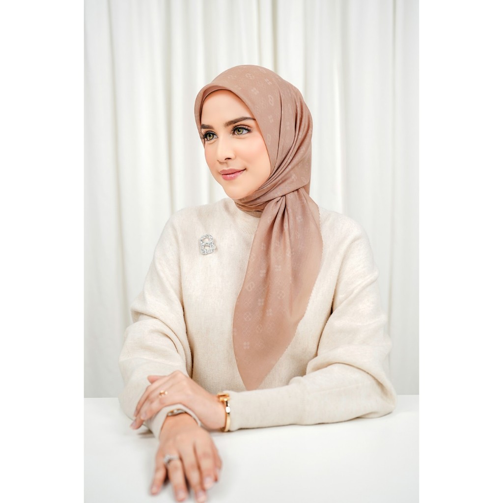 Buttonscarves Monogram Voile Square - Misty Rose (New With Tag)