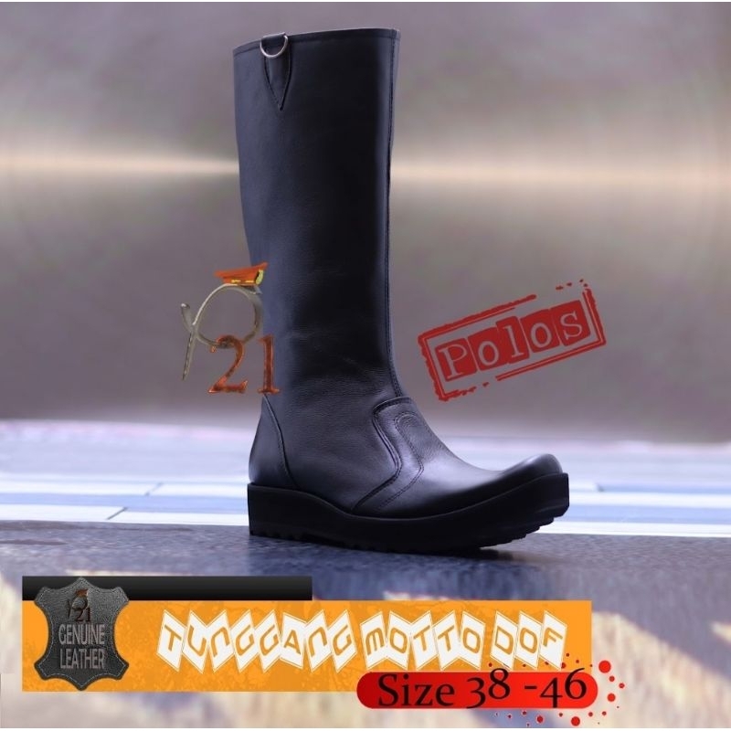 P21 Motto - Sepatu Tunggang Lantas Polri Kulit Asli