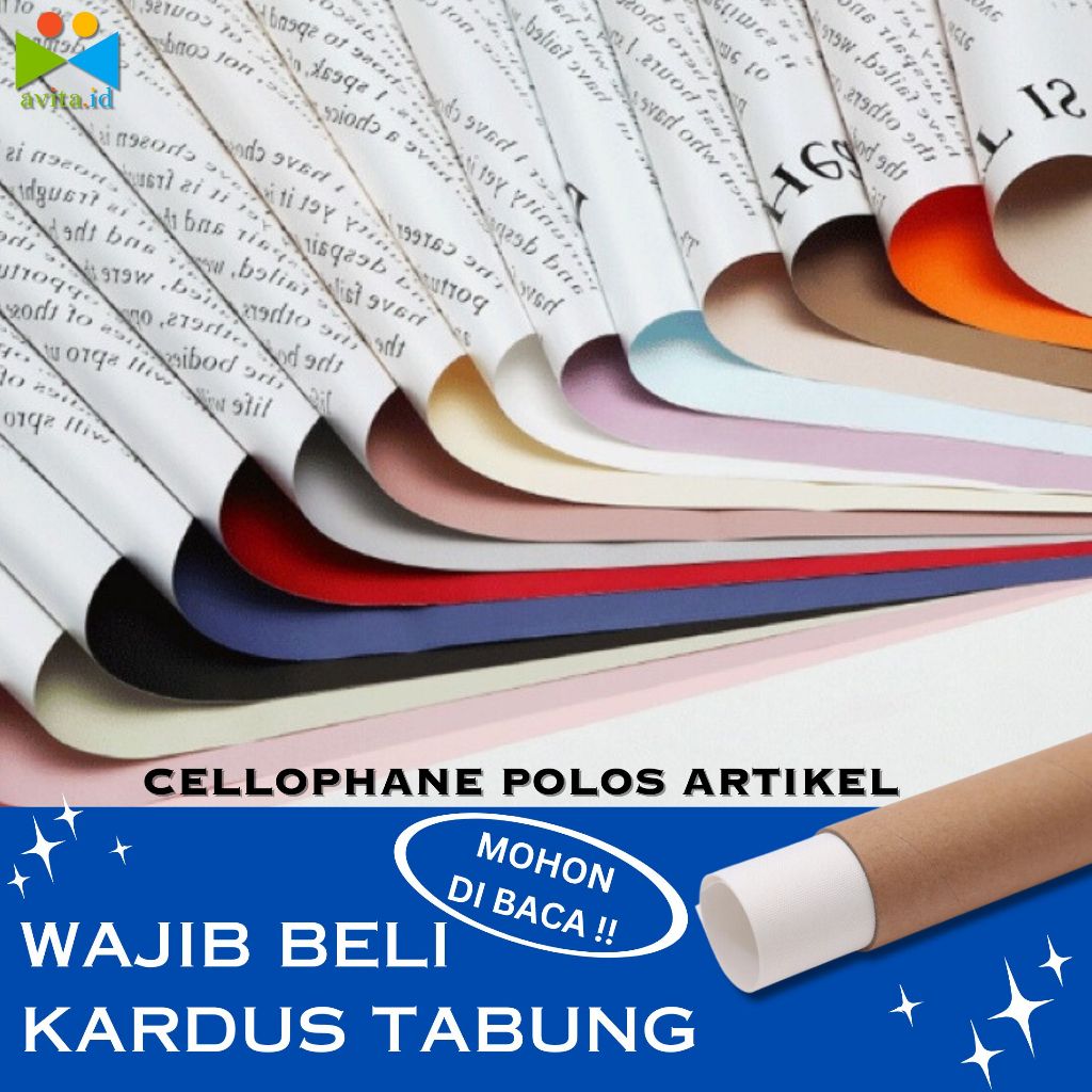 

avita.id [1 Lembar] Cellophane Polos Artikel / Cellophane 2 Sisi Artikel / Kertas Bunga 2 Sisi Artikel 58*58 cm