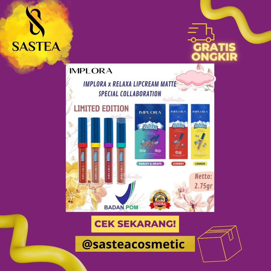 BUNDLING || IMPLORA x RELAXA LIPCREAM MATTE SPECIAL COLLABORATION - BPOM ORIGINAL