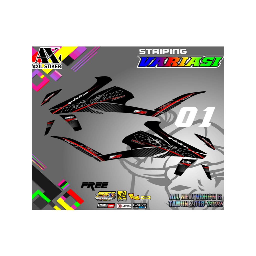 stiker/striping/seret motor VIXION R FZ155 all new Tahun 2018-2022