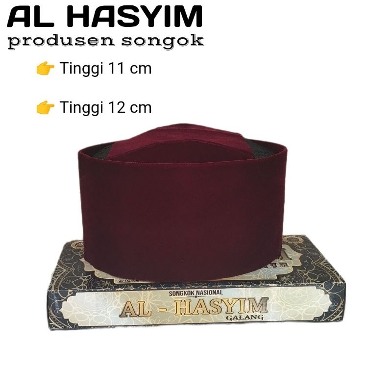 Songkok susun Merah MARON ,Peci susun Merah maron AC Tinggi 11 cm 12cm  Berkualitas dan halus