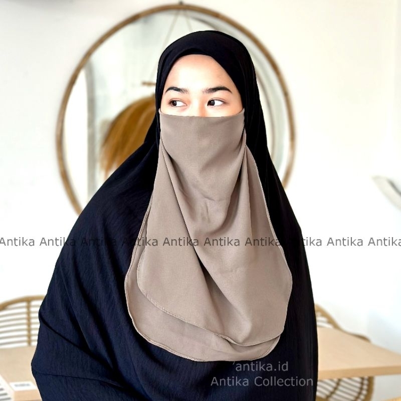 Cadar Tali 2 Layer Jetblack Premium Hight Quality I Niqab Tali Dua Layer Jetblack