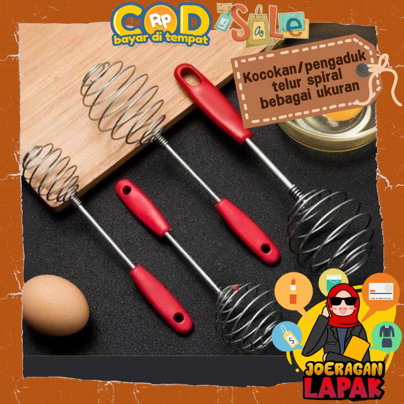 [JOERAGAN LAPAK] KOCOKAN PENGADUK TELUR ADONAN KUE PENGOCOK UKURAN KECIL BESAR SPIRAL MANUAL BESI PL