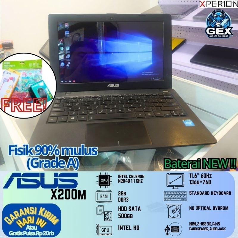 Laptop ringan Asus X200M Bekas mulus