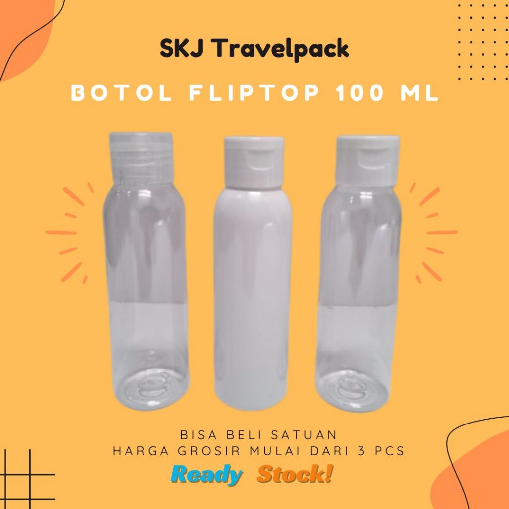 (10 PCS) Botol Fliptop 100 ml - Botol Plastik Bening Botol Flip Top PET Tebal 100 ml Neck 24 mm N24 