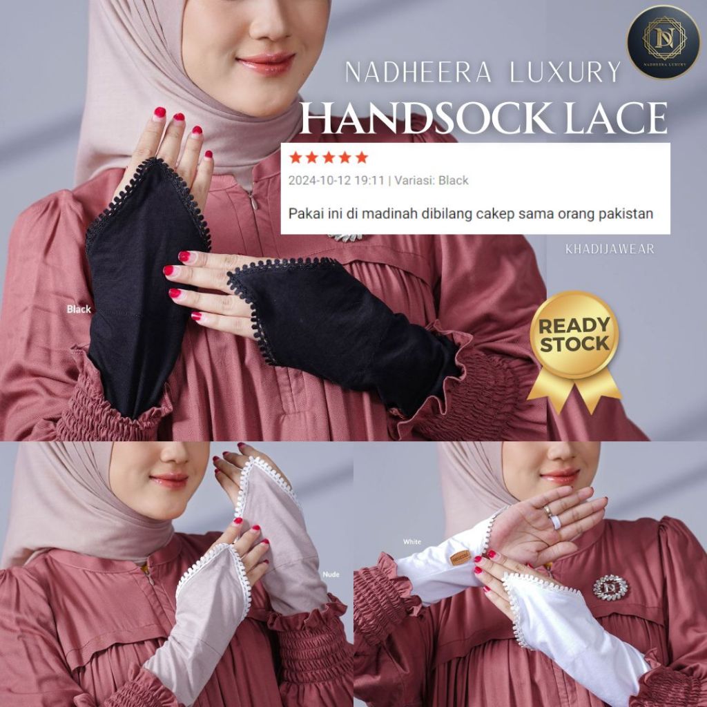[COD] NADHEERA HANDSOCK NADHEERA LUXURY HAND SOCK manset tangan hand sock renda syari jari umroh