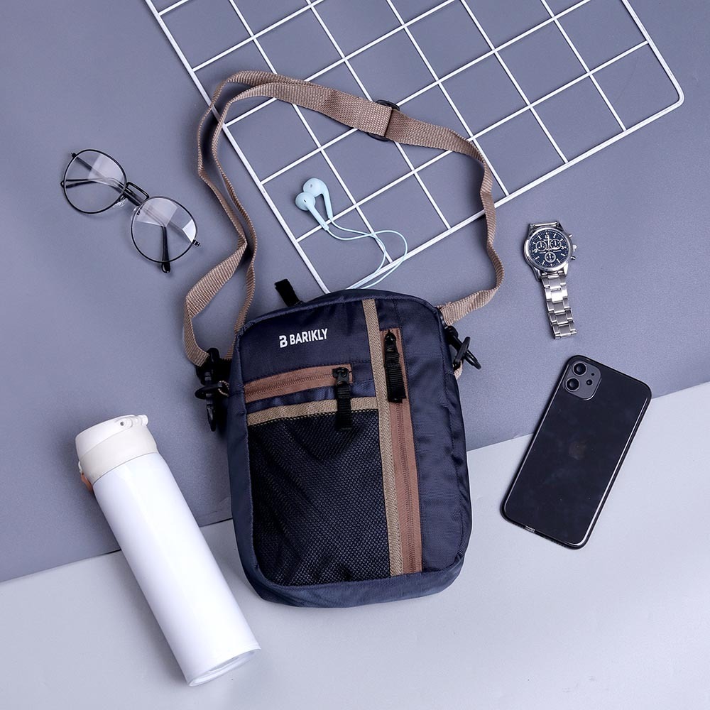 Tas Selempang Mini Sling Bag Pria Bahan Cordura Lapis Kain Satin Kuat Ringan Dan Casual