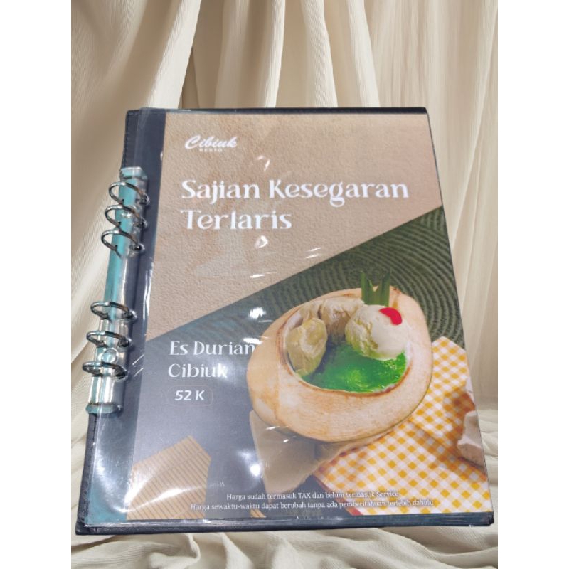 Buku Menu Model Satu Muka Bahan Kulit Cover Buku Menu A4 Ring Binder