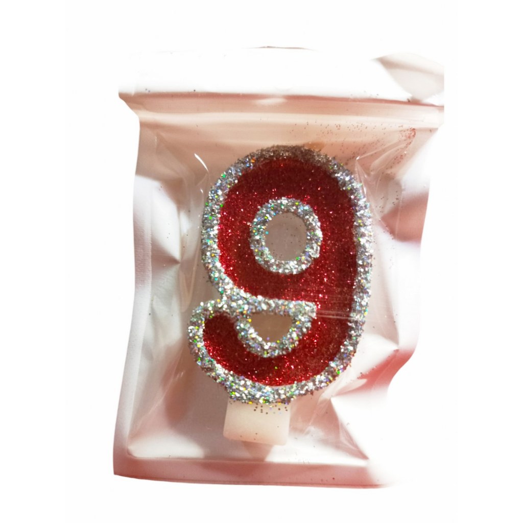 LILIN ANGKA ULTAH PREMIUM HOLO RED GLITTER SATUAN