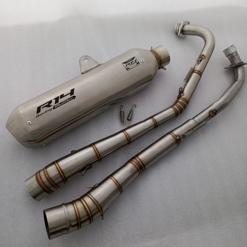 100% ORIGINAL  KNALPOT RACING R14 BAS ADEM KAPSUL LEHER BEBEK SAMPING/ ROAD RACE PNP ,Jupiter z/robo