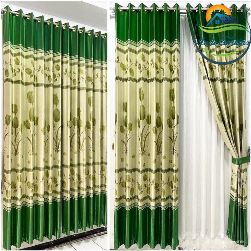 Gorden Pintu Hordeng Jendela Mewah Motif Bunga Bunga Tulip Model Smokering