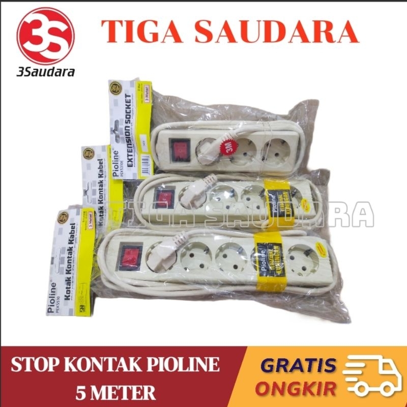 STOP KONTAK PIOLINE 3/4/5 LUBANG 5 METER