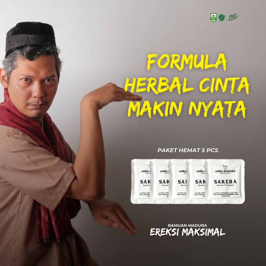 

Paket Hemat jamu seduh kuat pria tahan lama Sakera asli madura Isi 5 Sachet