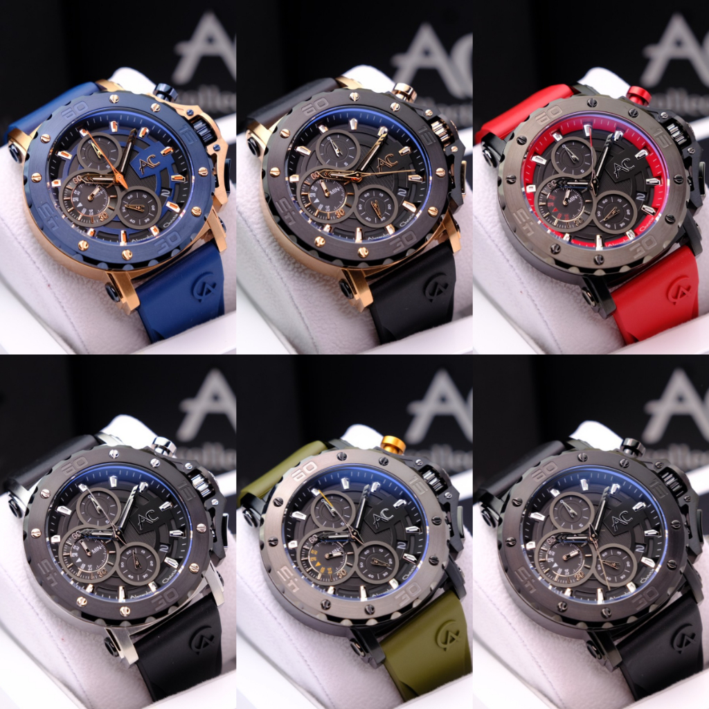 ORIGINAL Jam Tangan Pria Alexandre Christie AC 9205 AC9205 Garansi 1 Tahun - Tali Rubber