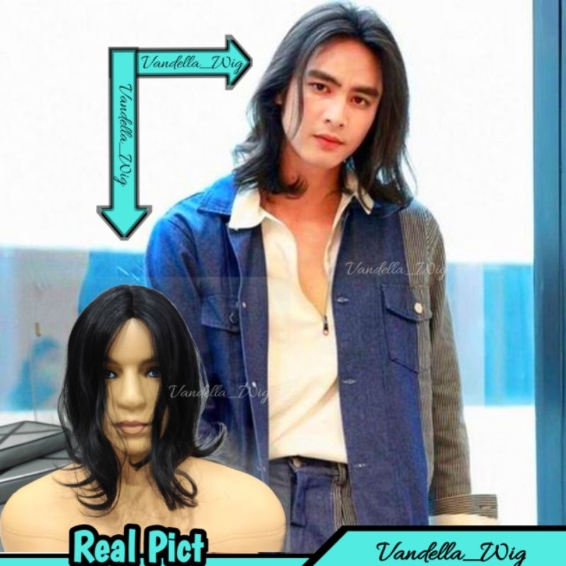 WIG PRIA KOREA RAMBUT PALSU PRIA GONDRONG IKAL BELAH TENGAH/WIG COWO KOREA KEREN GONDRONG
