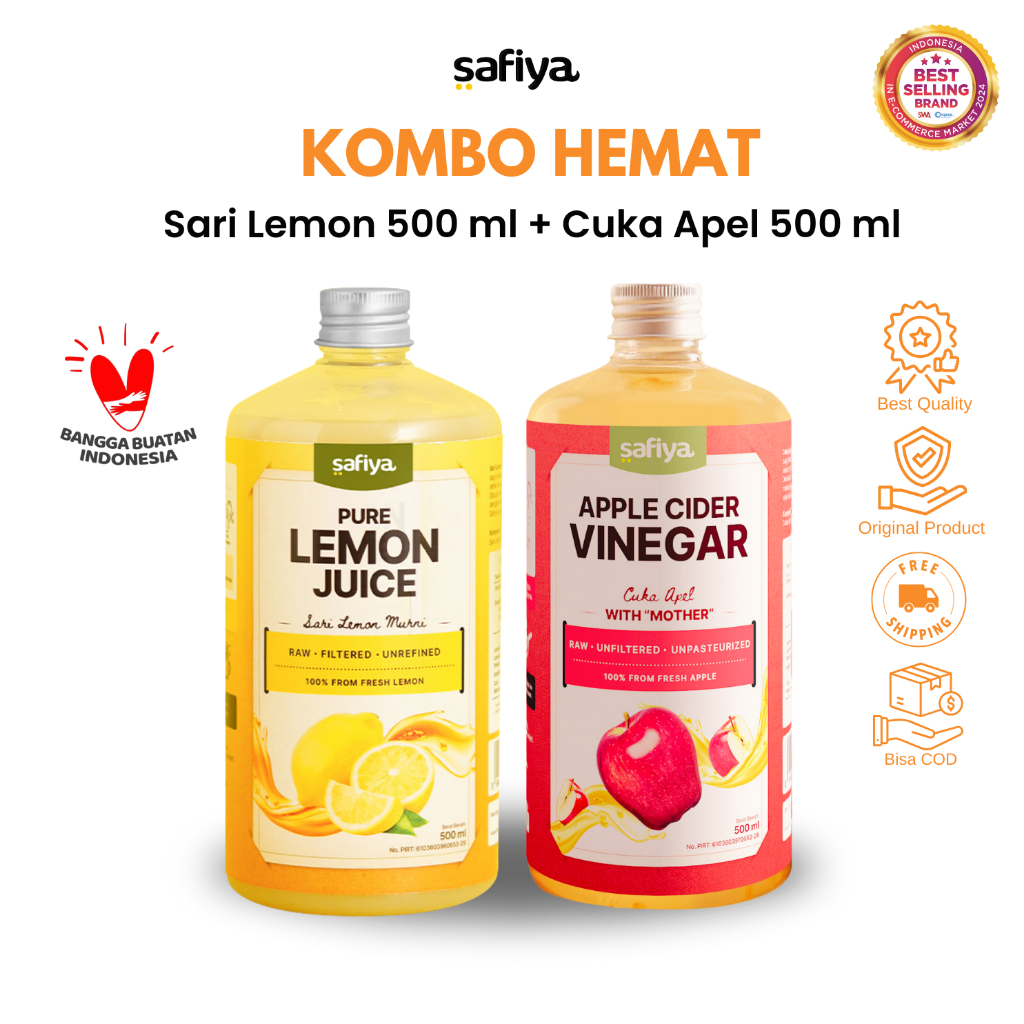 

Safiya Paket Cuka Apel 500 ML + Sari Lemon 500 ML Original Detox
