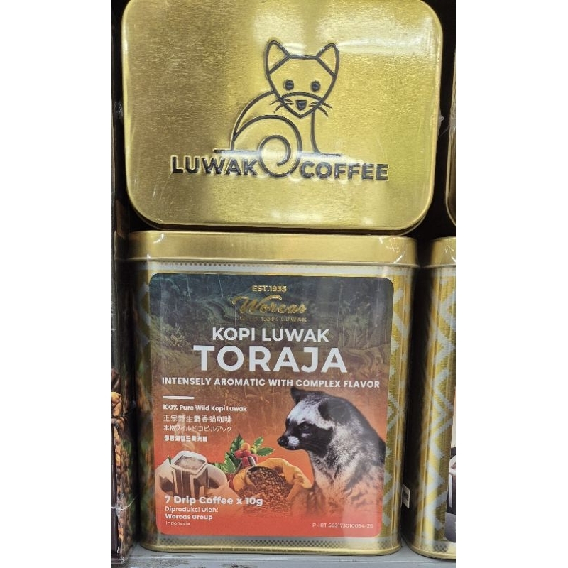 

Kopi Luwak Toraja Tin Can WORCAS Pure Kopi Luwak Toraja Tin Can 7 Drip x 10g - HM.