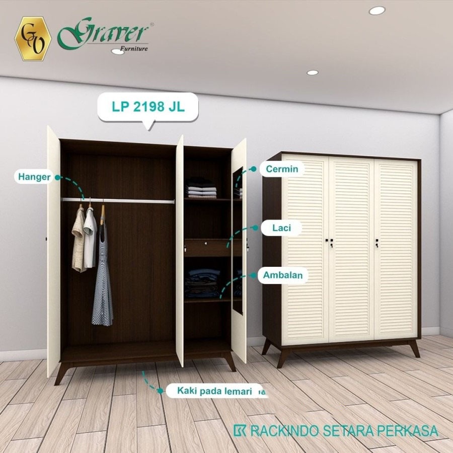 Lemari Baju 3 Pintu Lemari Pakaian Graver Viral Series