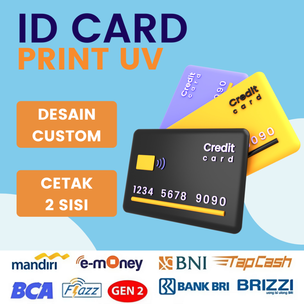 Cetak Custom Print UV DESAIN ID CARD NAME TAG PVC RFID E-TOLL BERKUALITAS TERBARU