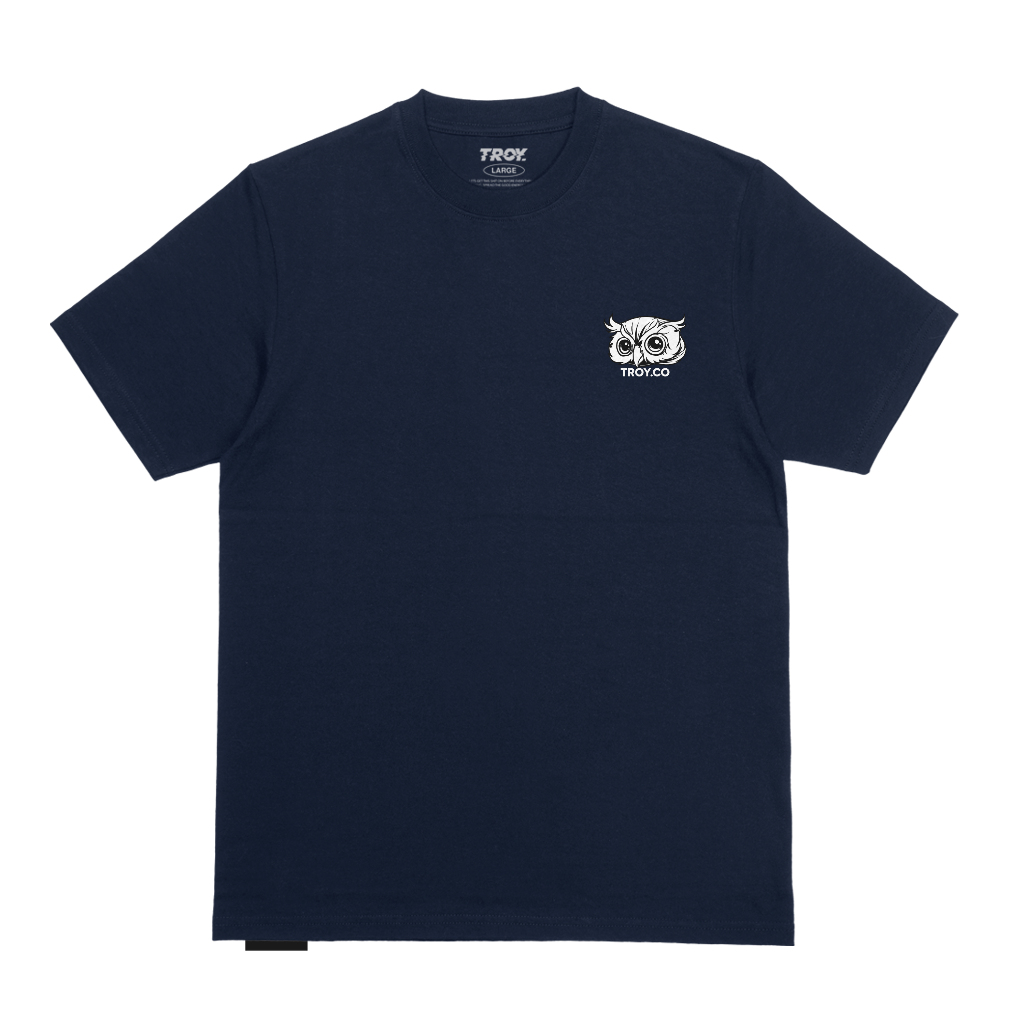 Troy Company T-shirt Blue Navy Testa Owl - Kaos Lengan Pendek Kaos Biru Navy MTD 2750