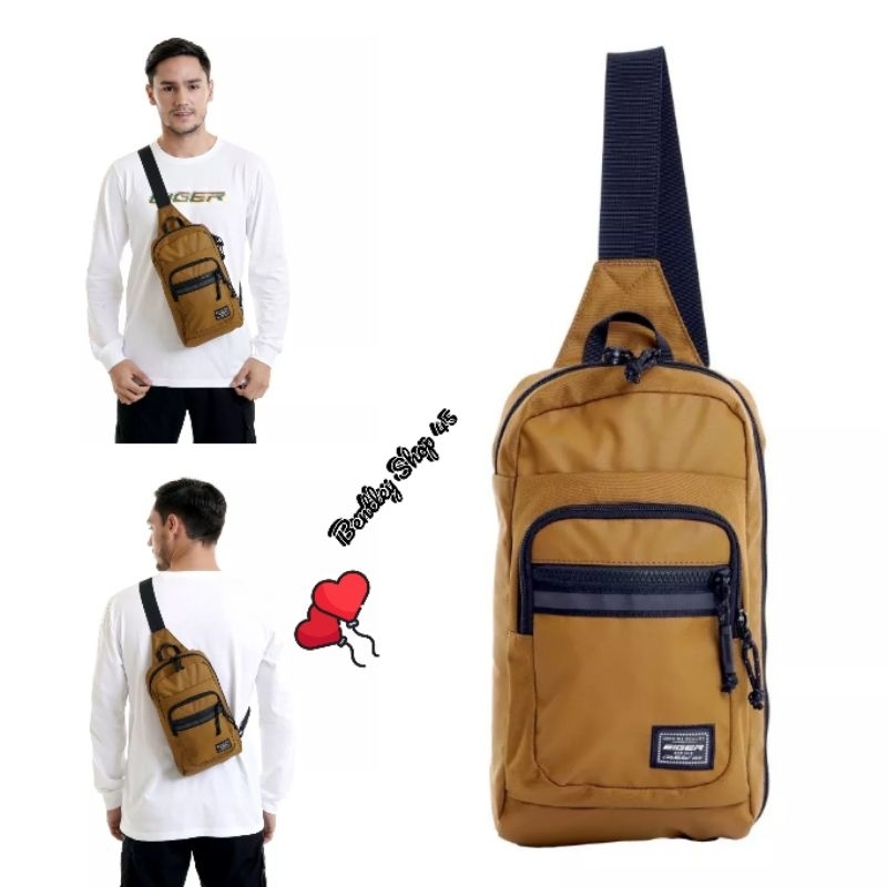 TAS SELEMPANG PRIA KEREN WARNA COKLAT SLING BAG