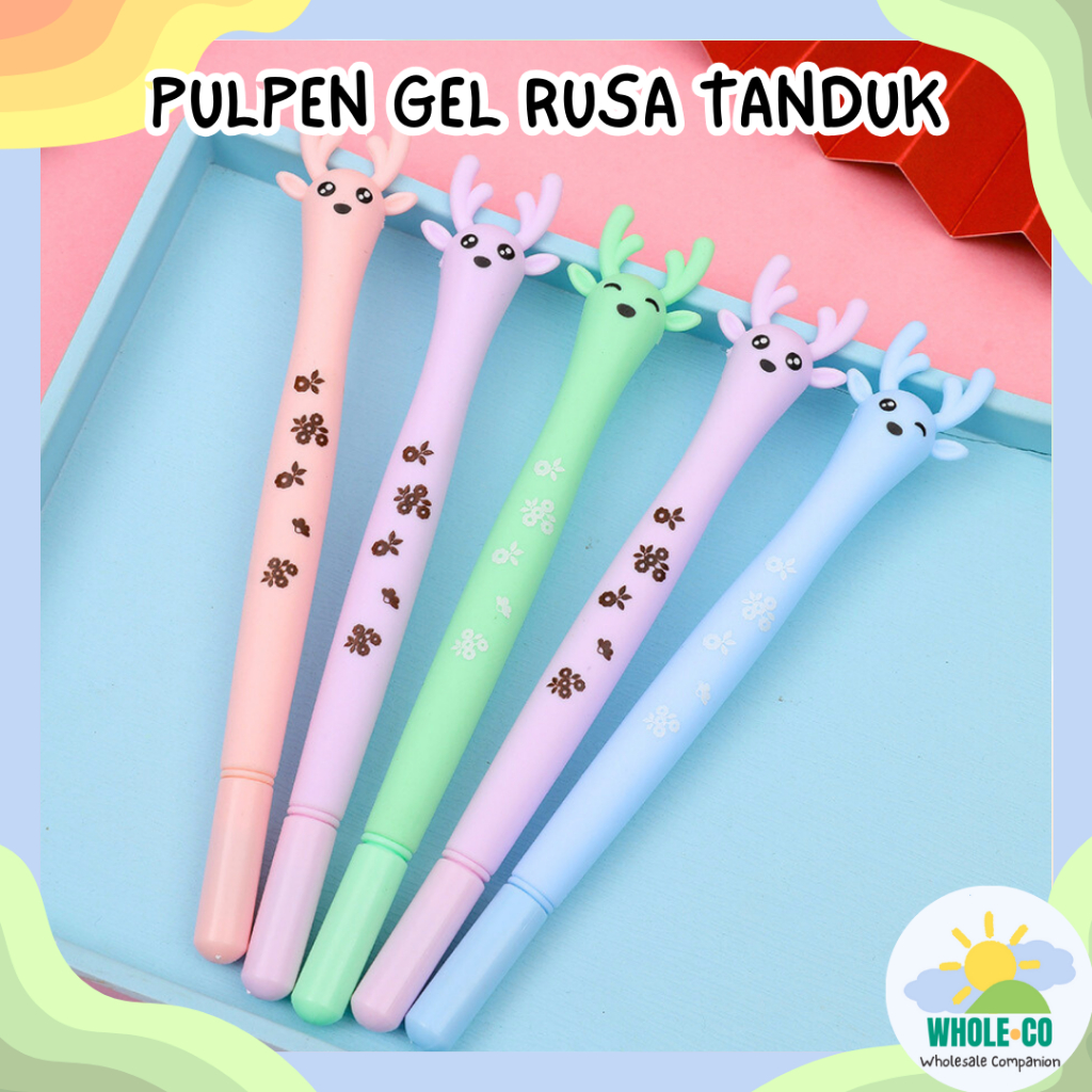 

Pulpen Gel Rusa Tanduk Full Body Premium Pena Hewan Hadiah Lucu Unik Imut Korea Aesthetic Grosir Termurah COD