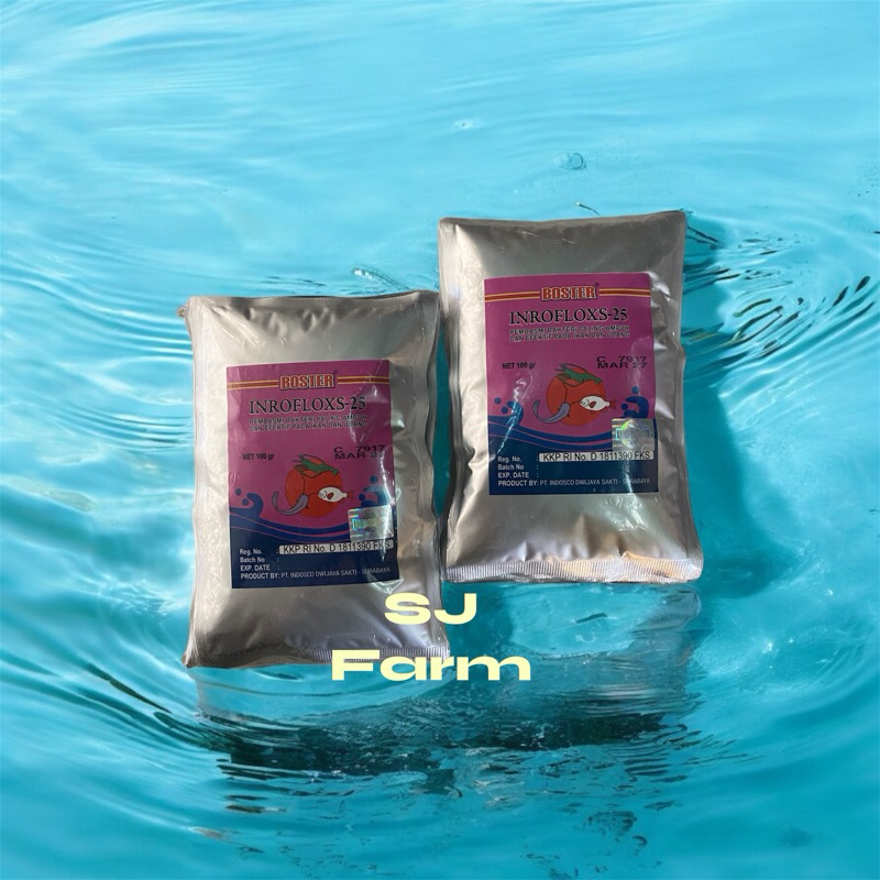 Boster inrofloxs 25 serbuk 100gr pembasmi bakteri dan antibiotik paling efektif untuk ikan dan udang