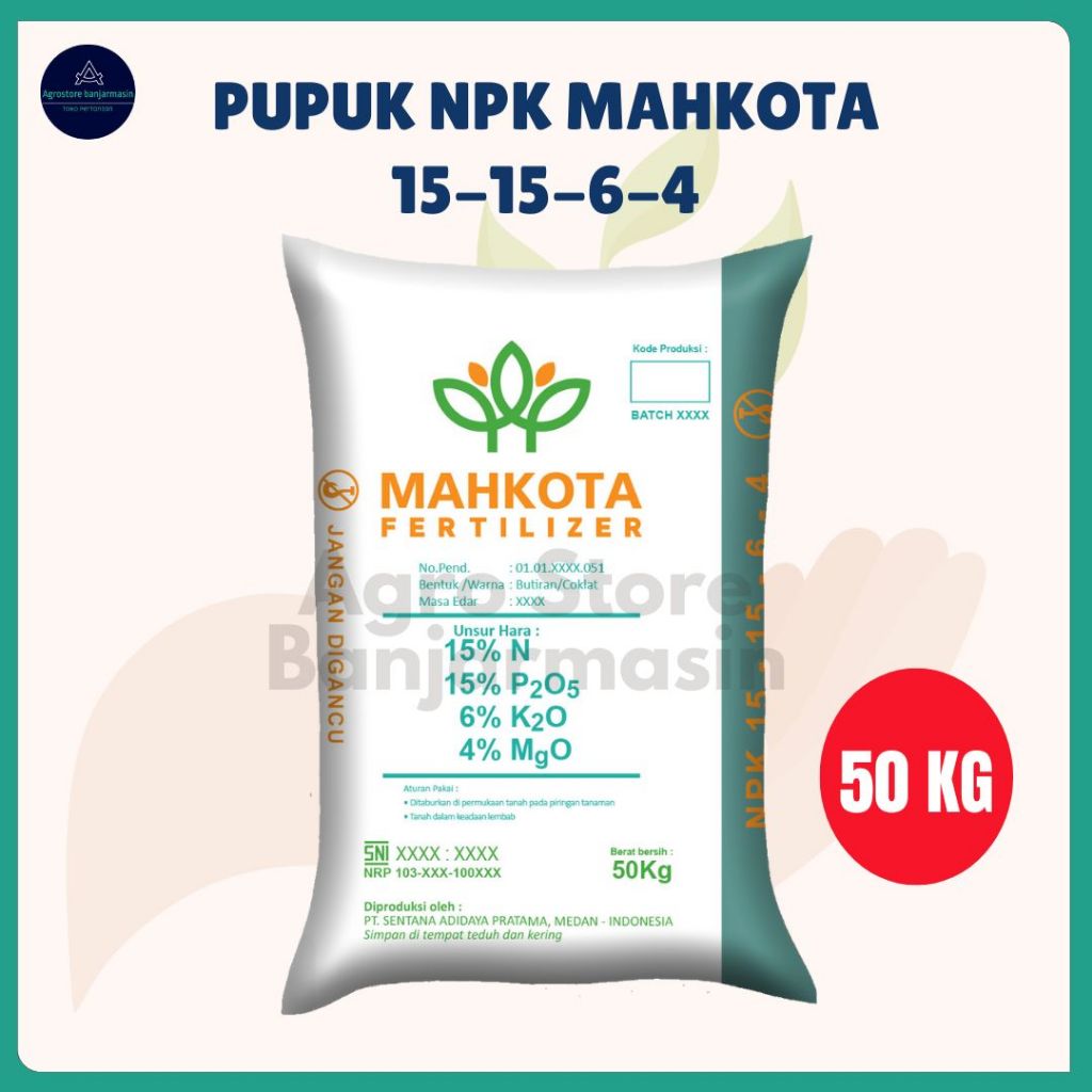 Pupuk NPK 15 15 6 4 TE Mahkota kemasan 50Kg