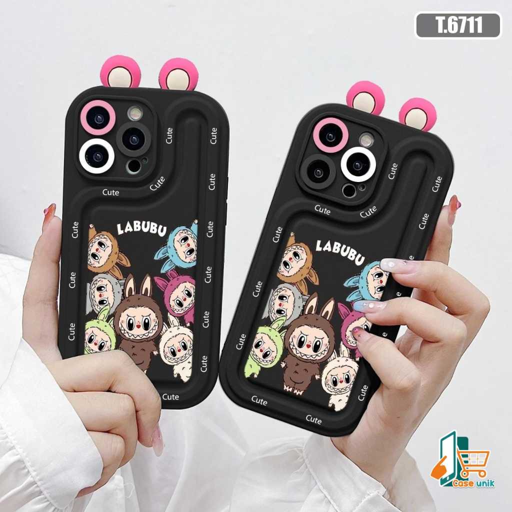 SS989 Softcase Premium Double Side Labubu Monster Kawai Casing Hp Compatible For OPPO A58 A60 A71 A7