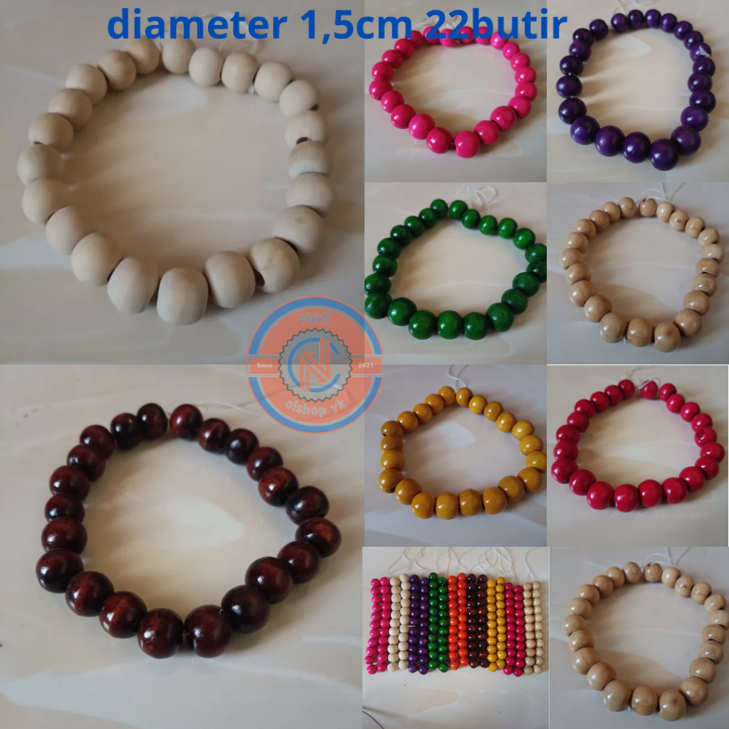 manik kayu 1,5cm | monte kayu diameter 15mm | mote kayu warna