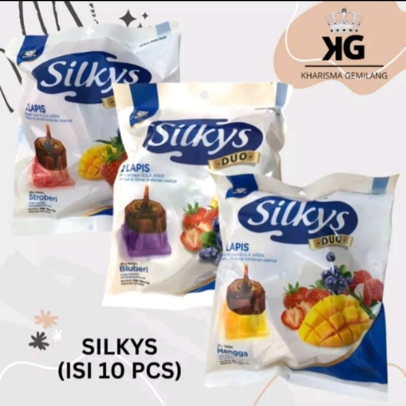 

SILKYS DUO ( BUNGKUS (1 Bungkus isi 10 pcs Jelly Rasa mangga strawberry Blueberry anak dewasa Murah manis