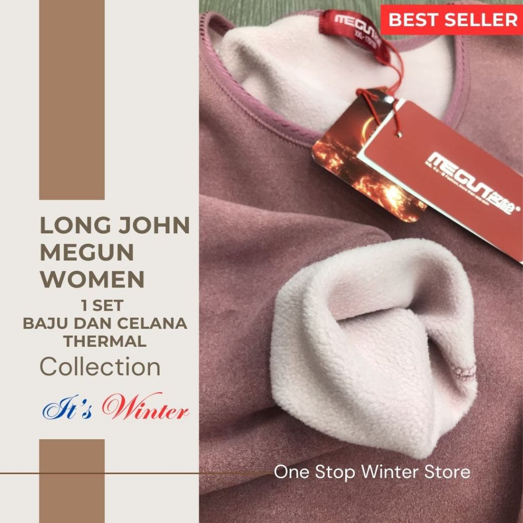 Long John Wanita Me Thermal Tebal Musim Dingin Winter longjohn Bulu Bulu 1 Set baju dan Celana