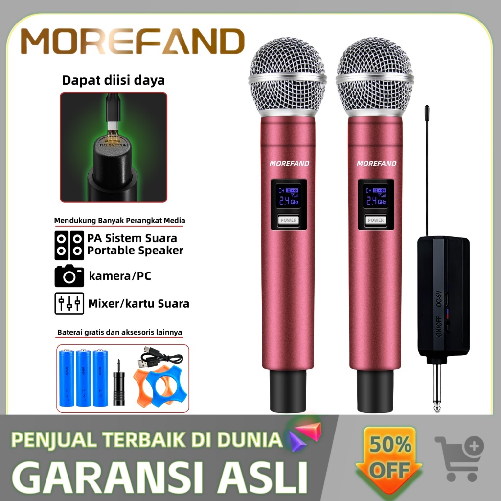 Mickey Microphone Karaoke Profesional Wireless SM-58 UHF Mikrofon Suara Baik