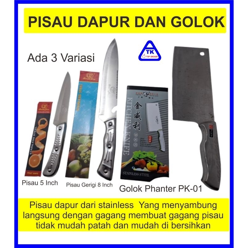 PISAU DAPUR TAJAM PISAU GOLOK GAGANG STAINLES KUAT