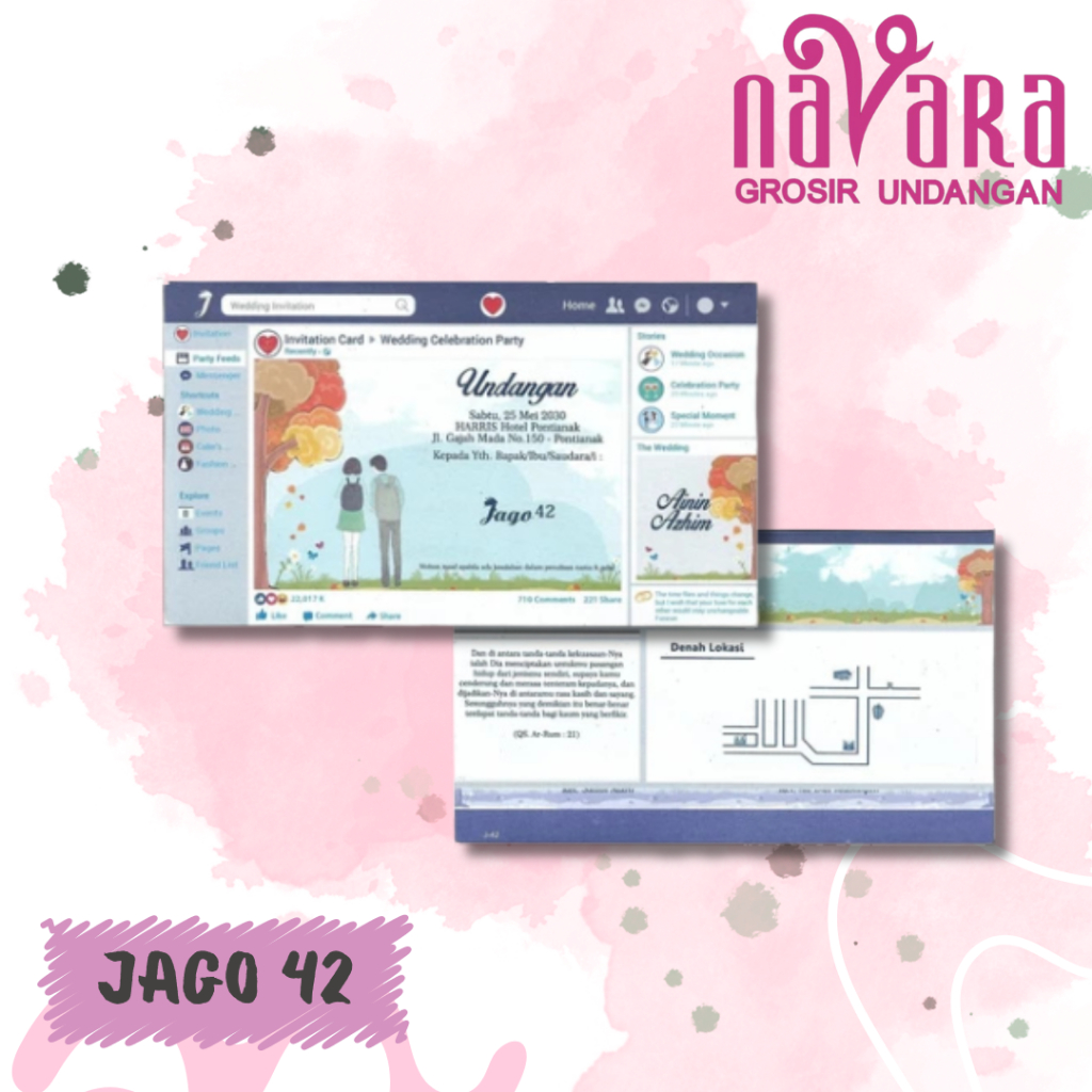 Blangko undangan atau kertas undangan pernikahan merek JAGO 42 dengan bahan kertas BC premium dengan