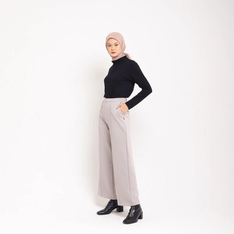 DAUKY Palazo Scuba - Fashion Wanita Muslimah - Celana Bawahan Panjang Palazzo Straight - Celana Kulo