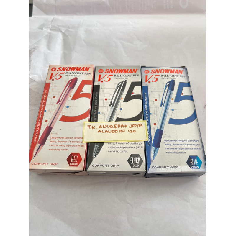 

[ 1 LUSIN / 12 PCS ] PULPEN SNOWMAN V5 0.7MM , BOLPEN TIDAK CAIR , PULPEN SMOWMAN