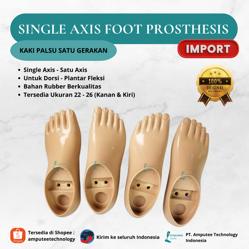 Single Axis Foot Prosthesis | Kaki Palsu Sendi Ankle | Kaki Palsu Impor Sendi Ankle Dua Lubang | Kak