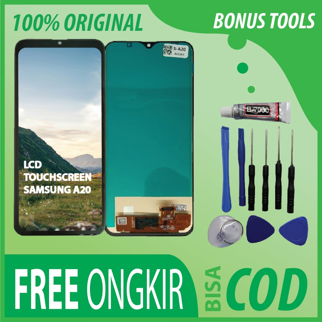 【ORIGINAL 100%】LCD TOUCHSCREEN SAMSUNG A20 FULLSET TOUCHSCREEN/ ORIGINAL100%