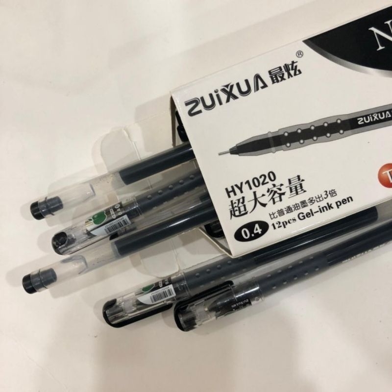 

12 pcs Pulpen Gel Zuixua 0.4 mm hitam Murah