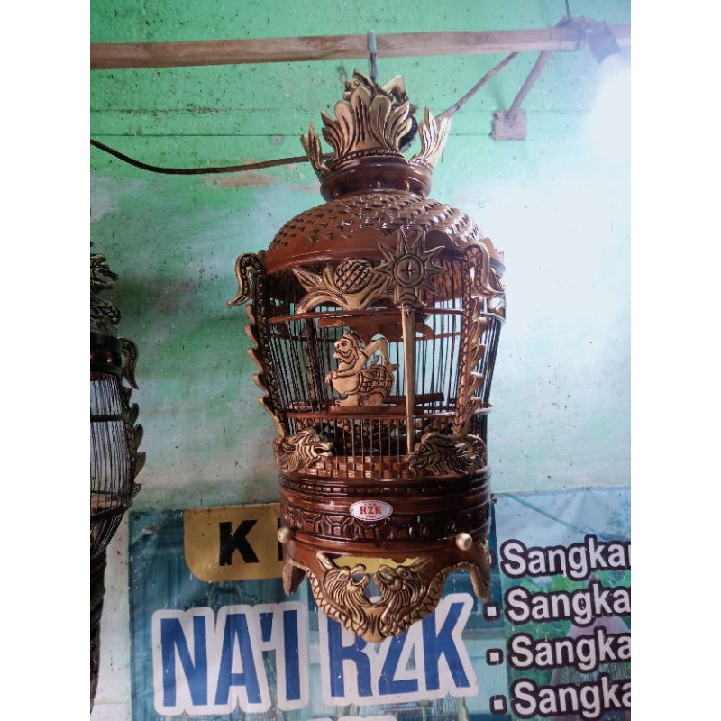sangkar burung perkutut ukir naga sedang full jati